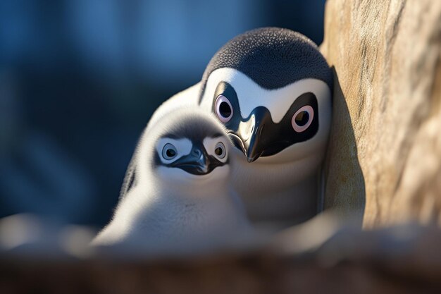 Photo deux petits oiseaux regardent la caméra