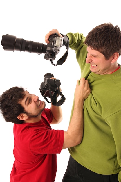 Deux photographes professionnels se battent