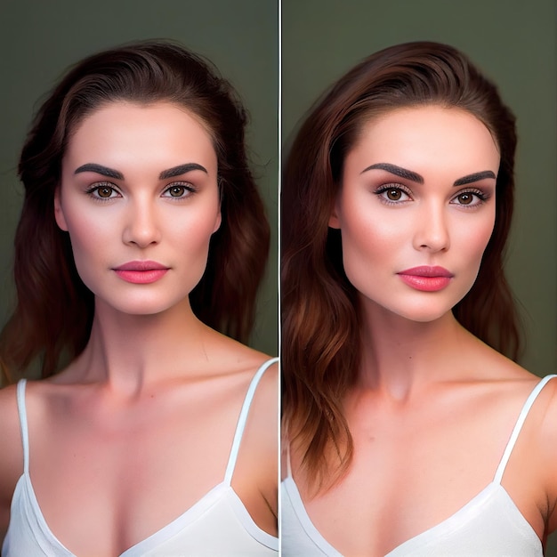 Deux photos d'une femme aux cheveux longs et d'un