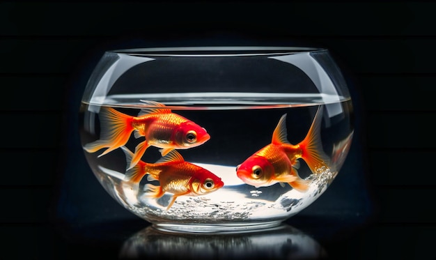 Deux poissons assis dans un bol en verre