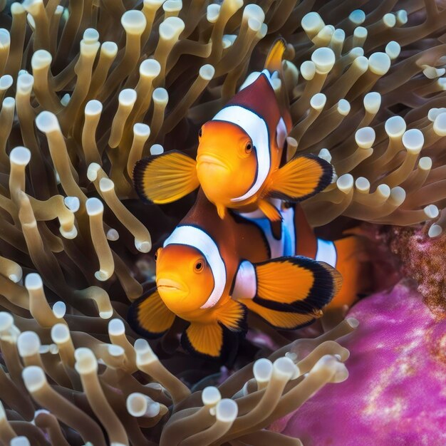 Photo deux poissons-clowns anémones nous rappellent pourquoi nous aimons tous trouver nemo39 generative ai