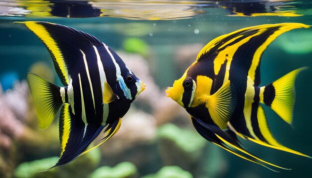 Photo deux poissons sont dans l'eau dont l'un est celui avec le numéro 4 sur lui