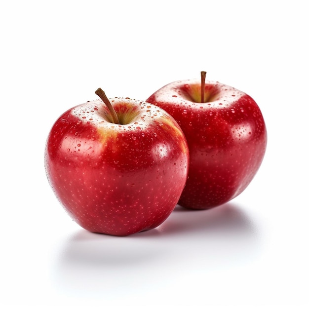 Deux pommes rouges dont une à fond blanc