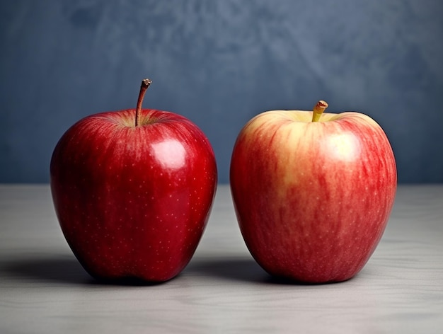 Deux pommes rouges sur fond gris images de la journée mondiale de l'alimentation