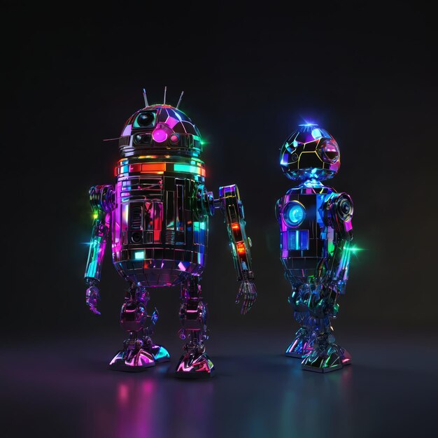 Deux robots debout côte à côte