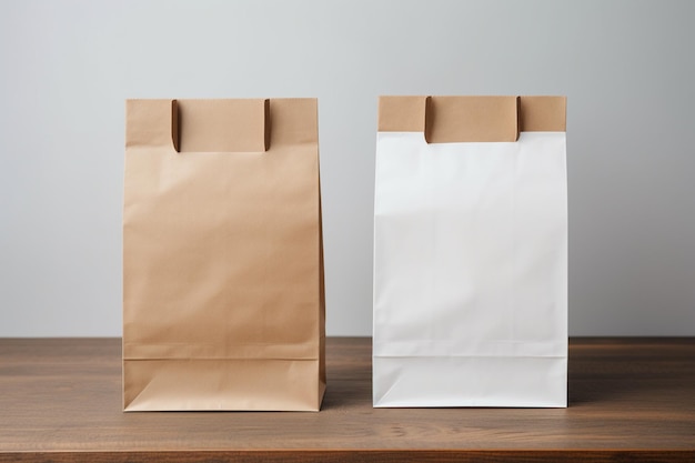 Deux sacs en papier avec étiquette vierge