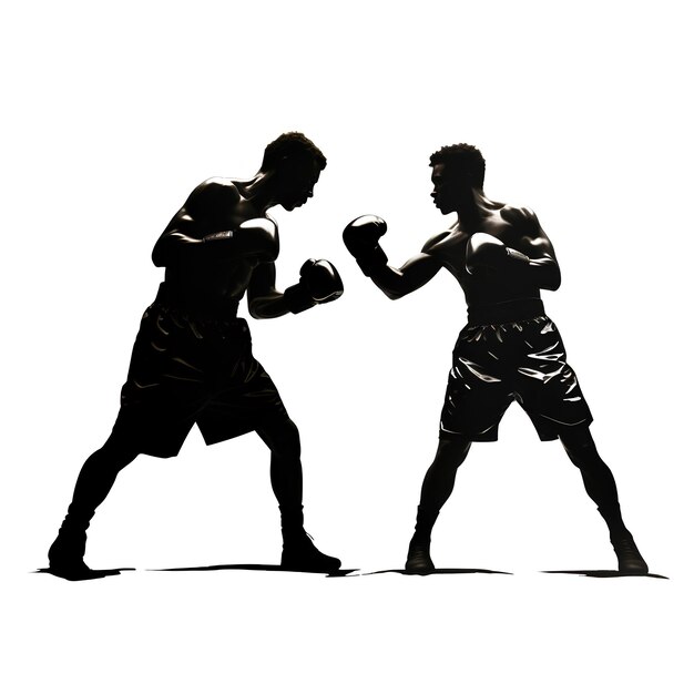 Photo deux silhouettes noires de boxe sur un fond blanc