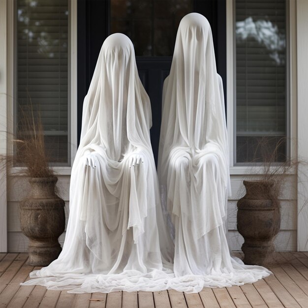 deux statues en costumes de fantômes