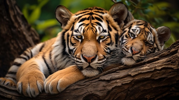 Deux tigres se câlinent dans l'amour