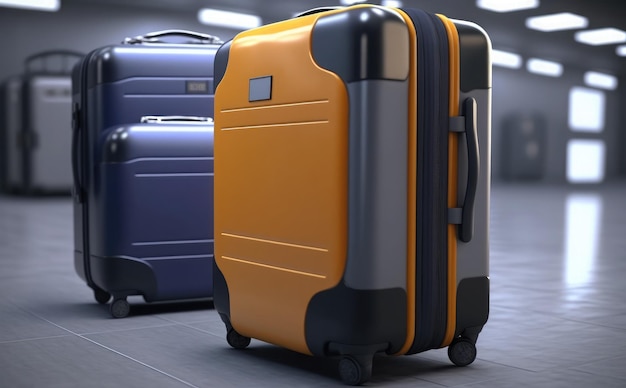 Deux valises sont dans une chambre avec une qui dit "je suis un voyageur"