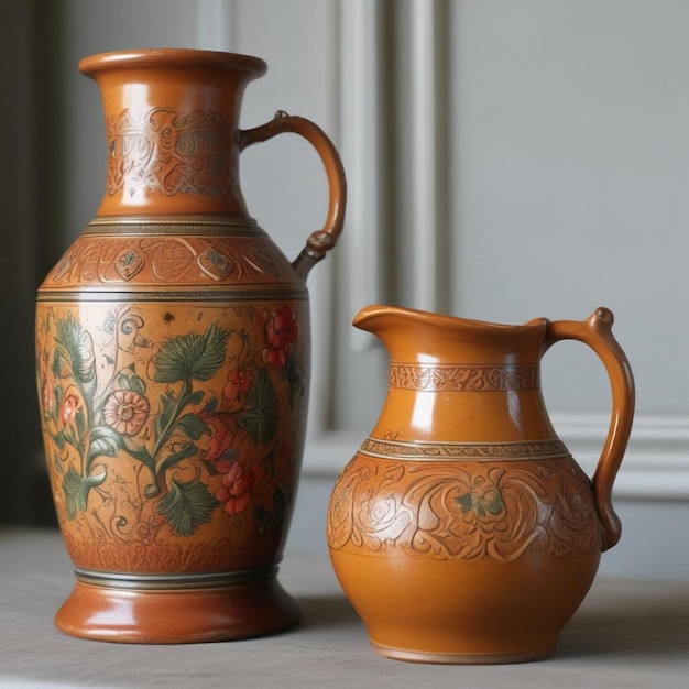 Photo deux vases avec des fleurs sont l'un à côté de l'autre