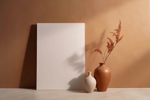 deux vases, un avec un tableau blanc et un qui dit " vase ".