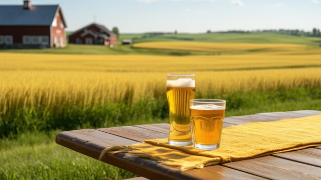 Deux verres de bière sur une table