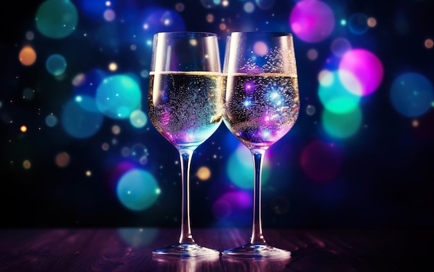 Deux verres de champagne avec des confettis.