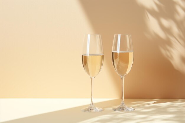 deux verres de champagne debout sur une table