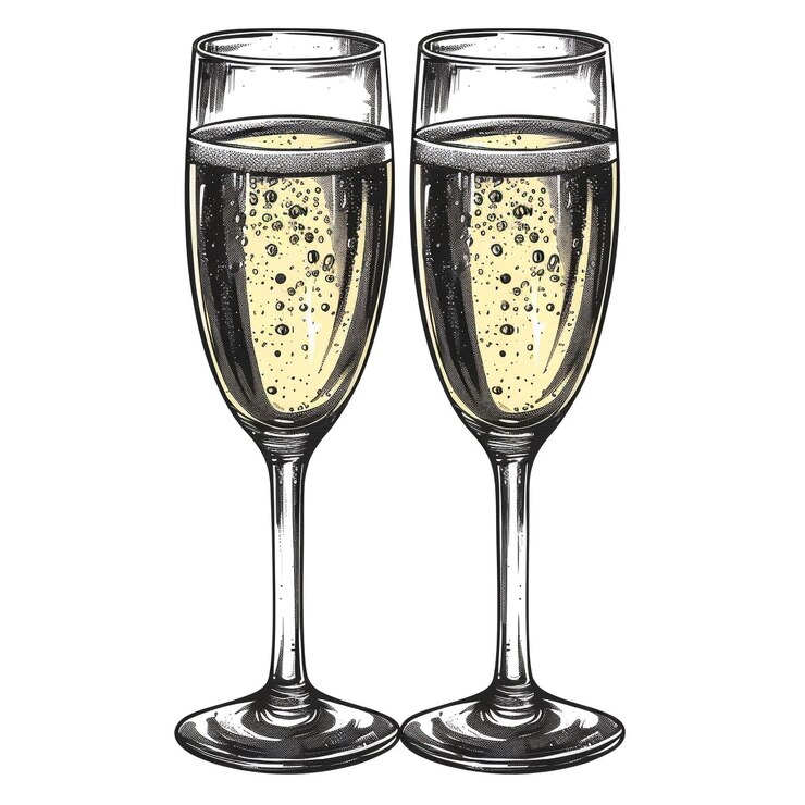 Photo deux verres de champagne avec les mots " champagne " au bas.
