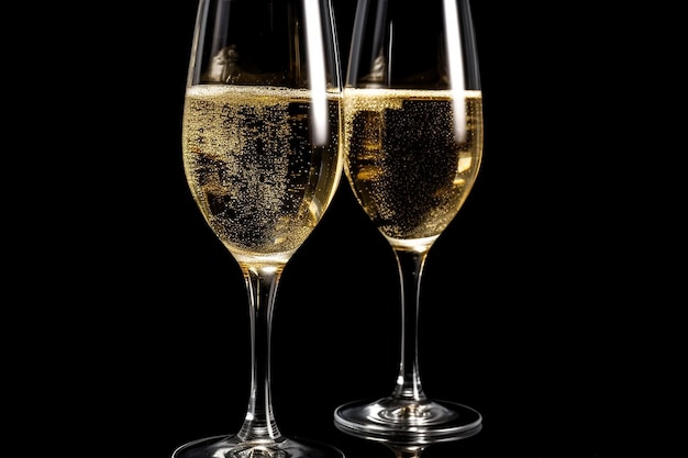 Deux verres de champagne sont côte à côte avec le mot champagne dessus.