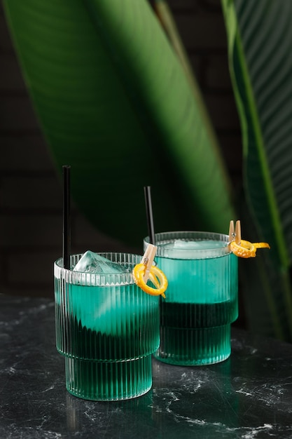 Deux verres de cocktail glacé frais au bar