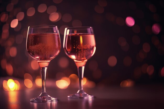 Deux verres de vin assis sur une table AI générative