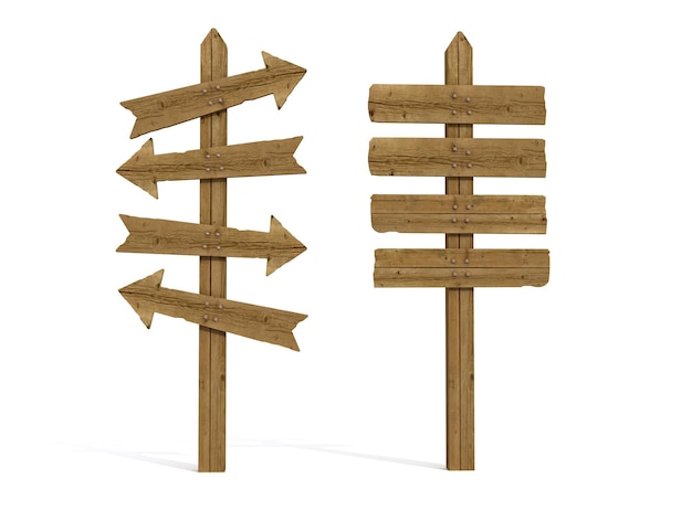 deux vieux panneaux de signalisation en bois