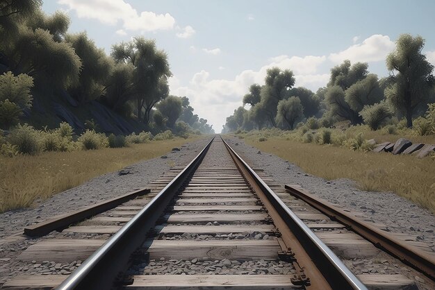 Photo deux voies ferrées parallèles s'étendant dans la distance