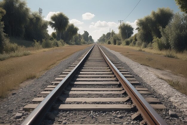 Photo deux voies ferrées parallèles s'étendant dans la distance