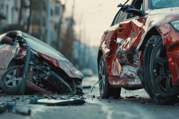 Deux voitures endommagées dans un accident.