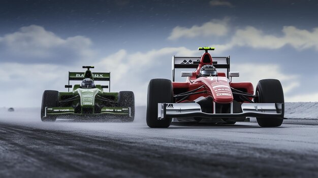 Deux voitures de Formule 1 en Islande