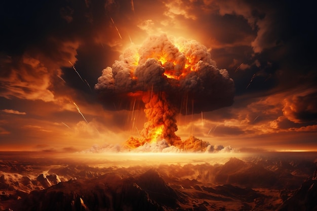 Dévastation nucléaire explosion dramatique de la bombe atomique IA générative