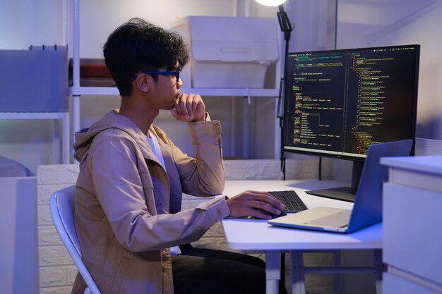 Development programmer working in website a software and coding technology