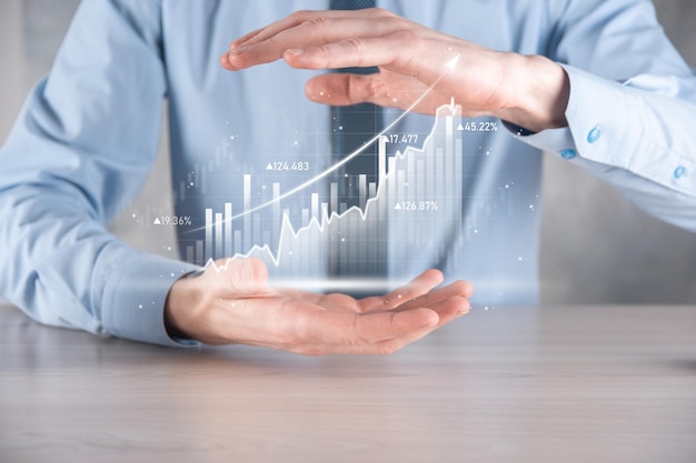 Développement des affaires, plan financier et stratégie.Analyse du graphique financier et investissement du graphique du marché. Échange de l'économie numérique.Plan de développement et de croissance croissante.Investissement en bourse.banque.