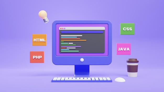 Photo développement web 3d tableau de bord données html php css langage de programmation