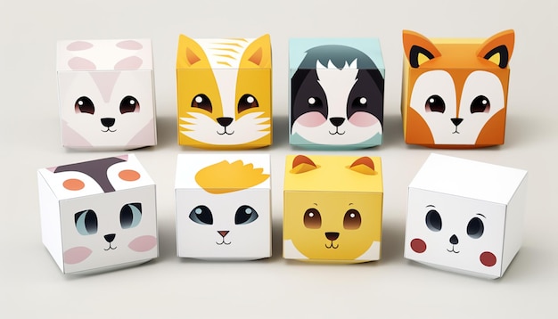 Photo développer un cube de puzzle imprimable en 3d avec différents animaux mignons sur chaque face assembler correctement le cube révèle l'image complète d'un animal adorable 15