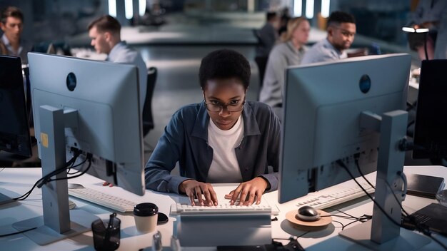 Photo développeur de programmes dans les bureaux modernes