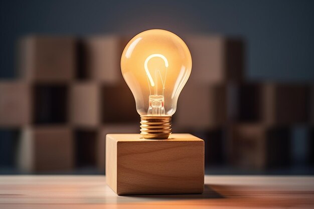 Déverrouiller le potentiel d'embrasser les idées créatives et les innovations avec un bloc de lumière en cube de bois Bu