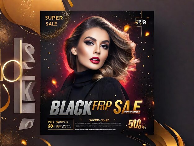 Photo déverrouillez les économies du black friday super sale instagram post psd pour les offres finales