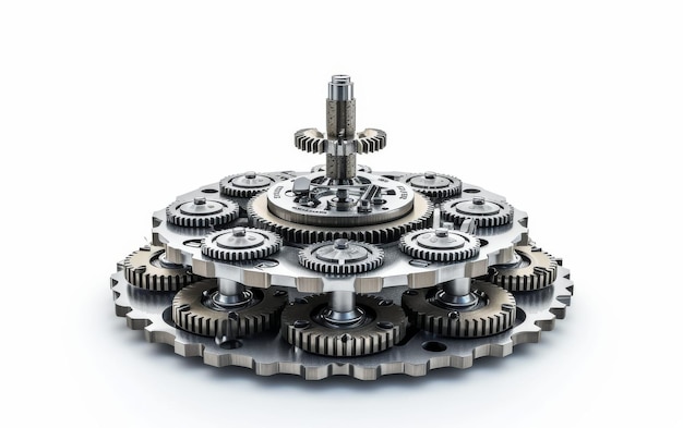 Dévoilement des secrets des pièces rotatives dans les mécanismes mécaniques sur fond blanc