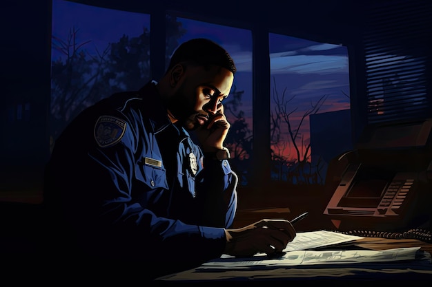 Dévoilement de la sombre vérité Un flic afro-américain en mission à minuit pour chercher justice