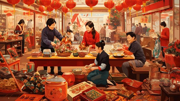 Dévoilement de la tapisserie des préparatifs du Nouvel An chinois