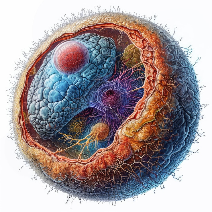 Photo dévoiler les complexités de la structure de la cellule humaine un voyage dans le royaume microscopique des membranes organelles et du matériel génétique déchiffrer le schéma complexe de la vie