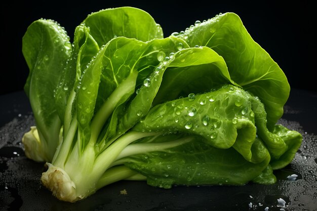 Dewy délicie le Bok Choy vert et vibrant avec des gouttes d'eau