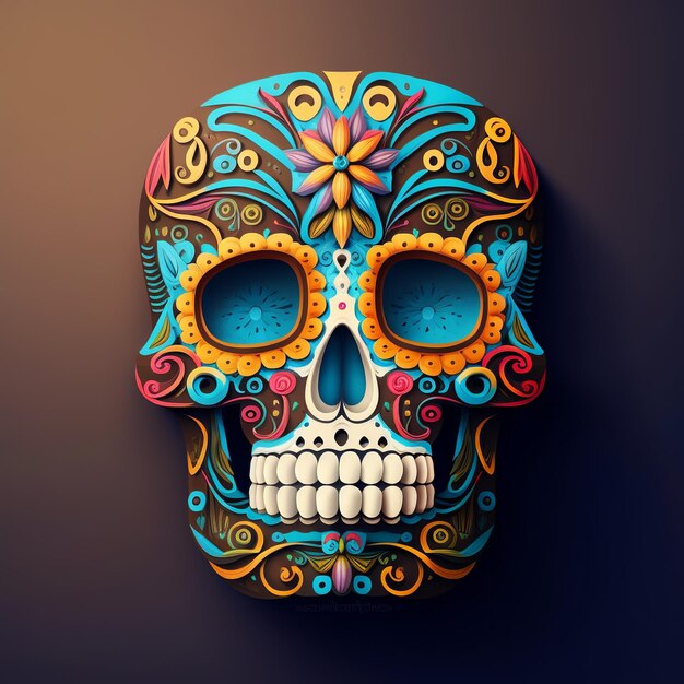 Dia de Los Muertos Jour des morts avec crâne de sucre générative ai