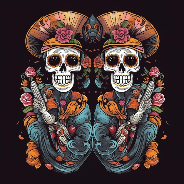 Dia de los muertos Jour des morts fête mexicaine