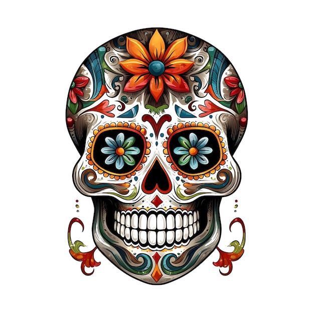 Dia de los Muertos Jour des morts Floral mexicain traditionnel Crâne de sucre ou fête d'Halloween