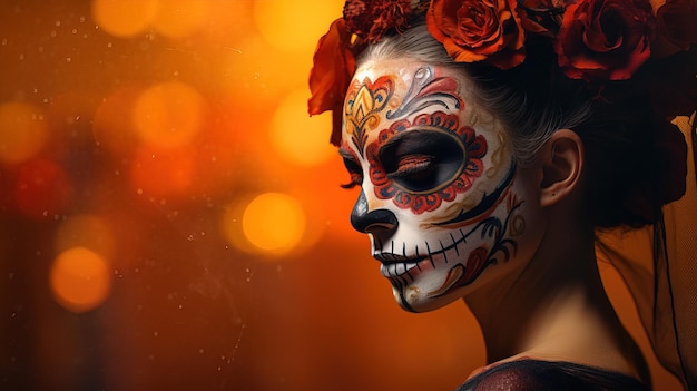 dia de los Muertos jour des morts masque de crâne féminin