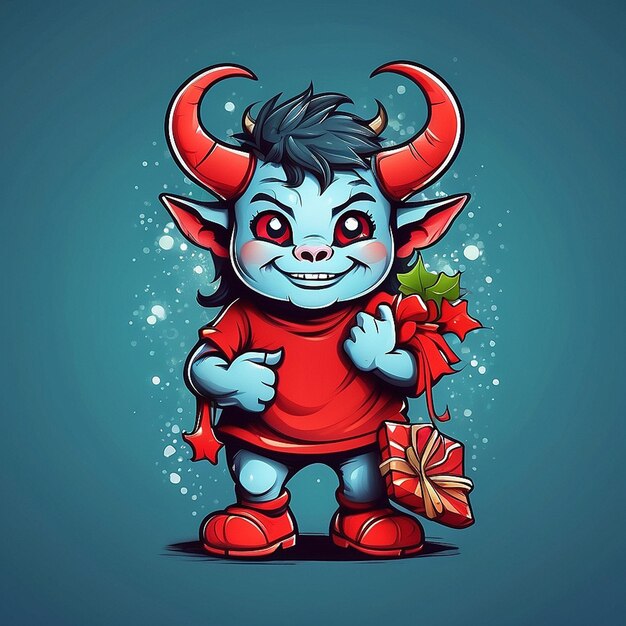 Photo le diable en 3d et les personnages de noël