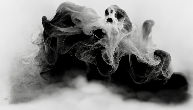 Diable fantôme abstrait dans la fumée noir et blanc halloween et art numérique concept effrayant