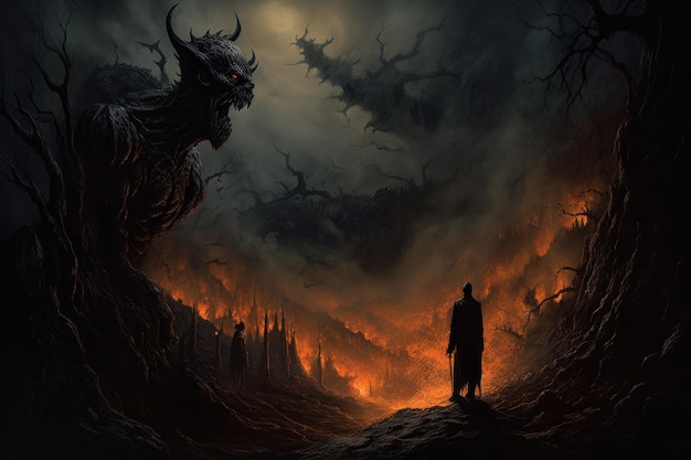 Diable géant feu enfer artwork monstre Générer Ai