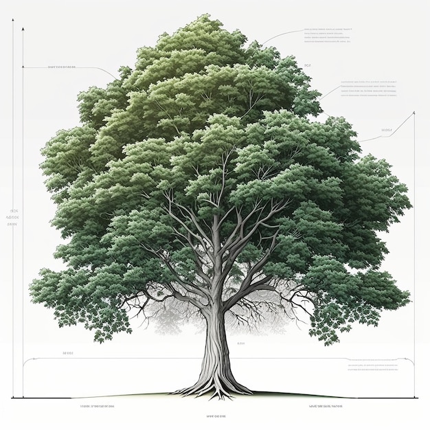 Un diagramme d'un arbre avec les noms des arbres montrés.