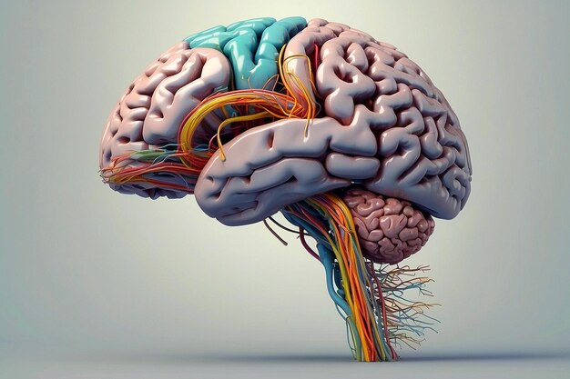 Photo un diagramme d'un cerveau avec des lignes multicolores